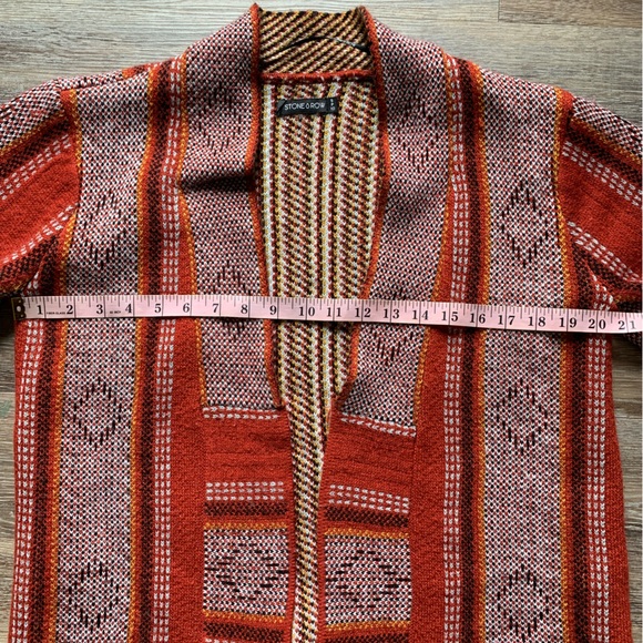 Stone Row Anthropologie Orange Open Front Sweater S - Picture 4 of 7